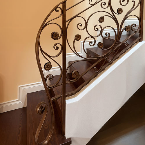Schmiedeeisen-Geländer - VOLUTA - Tessaro Group - mit Stangen / für den Innenraum / für Treppen