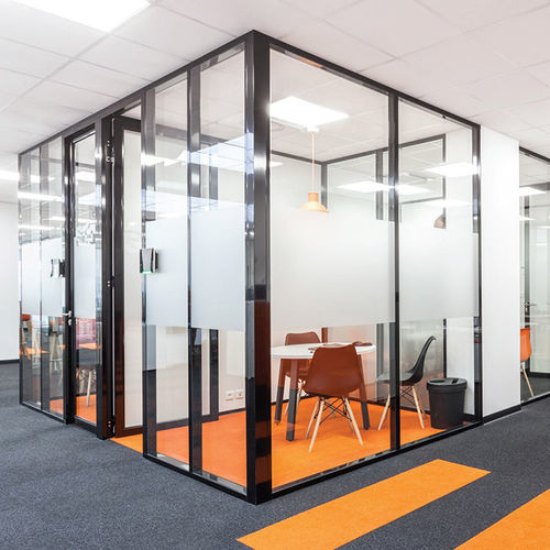 Abnehmbare Trennwand - Partition® 40 - ABCD INTERNATIONAL - festinstalliert / mit Glasfront / mit Doppelverglasung