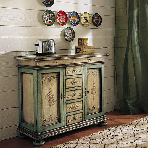 Klassisches Sideboard - 576 - flli zorzella mobili - lackiertes Holz / beige / grün