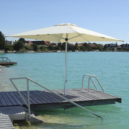 Quadratischer Sonnenschirm - PATIO PRO - Solero Parasols - mit Zentralmast / Segeltuch / Aluminium