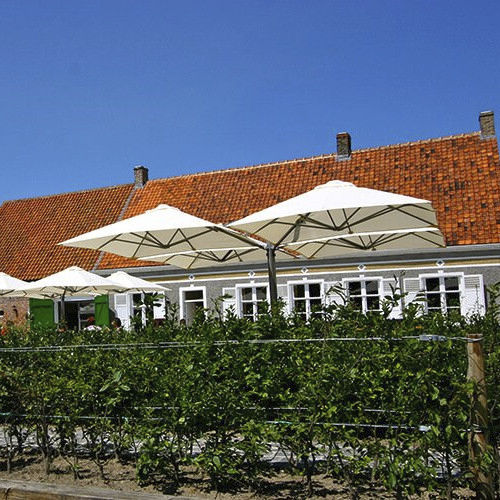 Quadratischer Sonnenschirm - Prostor P6 Pro - Solero Parasols - rund / Ampel / mit Zentralmast