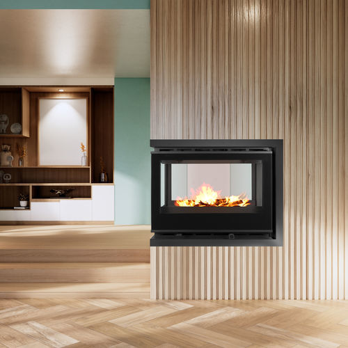 Kamineinsatz mit 3 Sichtseiten - LLAMA CRISTAL 80 VISION L - BELLIDO Manufacturas Metálicas, S.L. - Holz / Stahl / mit natürlicher Konvektion