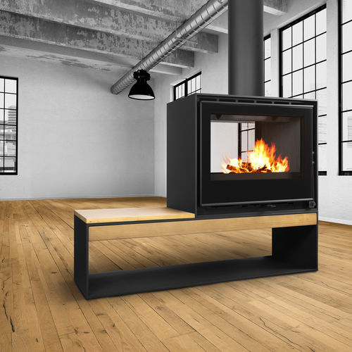 Holz-Kaminofen - DIAMANTINE 70 DF EcoDesign - BELLIDO Manufacturas Metálicas, S.L. - 12 kW / auf Füßen / Zentral