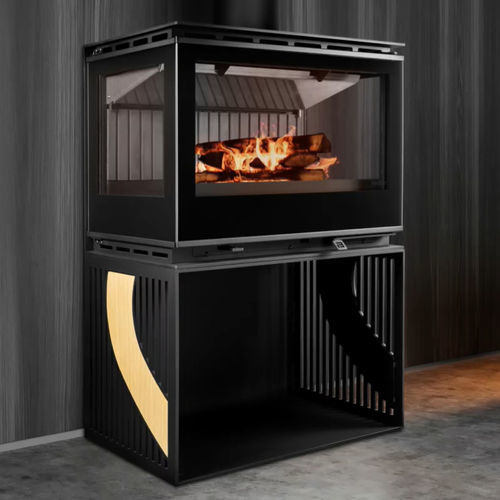 Holz-Kaminofen - DIAMANTINE 80 FRONTAL LATERAL 3L - BELLIDO Manufacturas Metálicas, S.L. - 10 kW...20 kW / auf Füßen / mit 3 Sichtseiten