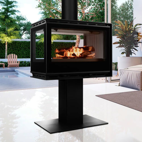 Holz-Kaminofen - DIAMANTINE 80 VISION LATERAL - BELLIDO Manufacturas Metálicas, S.L. - 10 kW...20 kW / auf Füßen / mit 3 Sichtseiten