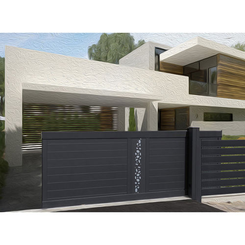 Einflügeliges Tor - PRESTIGE CLASSIC: C102 - Style Doors S.A. - Schiebe / anodisiertes Aluminium / Lamellen