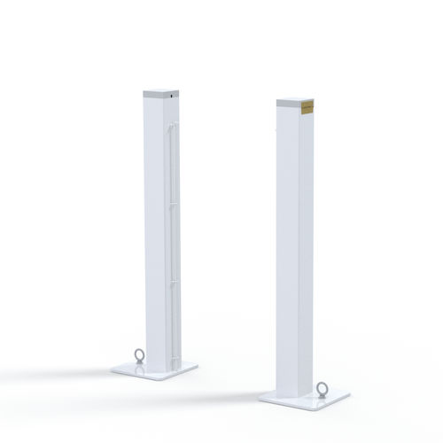 Stationärer Tennispfosten - S25256 - SODEX SPORT - galvanisierter Stahl / weiß / thermolackiert