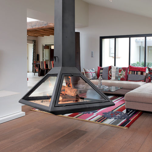 Holzkamin - JAVEA - Vyrosa - modern / hängend / geschlossene Feuerstelle