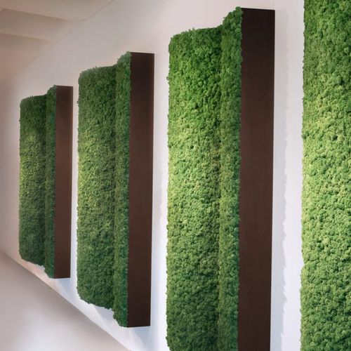 Stabilisierte Wandbegrünung - ANGLED PILLARS - Greenmood - modulare Platte / natürlich / Polster Moos