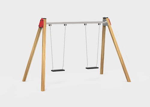 Holzschaukel - COLUMPIOS : CLOK - Novatilu - Metall / Kunststoff / Spielplatz
