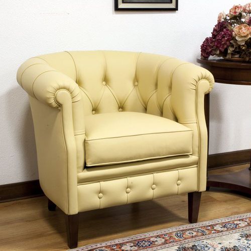 Chesterfield-Sessel - MARTINA - VAMA Divani - Leder / Holz / braun