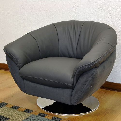 Moderner Sessel - GOLDEN - VAMA Divani - Leder / Stoff / Chromstahl