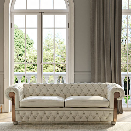 Chesterfield-Sofa - Aurum - VAMA Divani - für Yacht / Leder / Metall