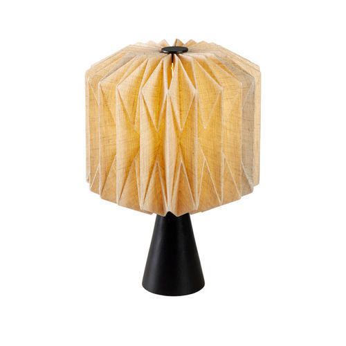 Tischlampe - CHIFUMI - CFOC - Leinen / Textil / gebeiztes Holz