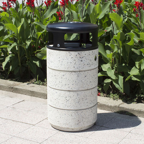 Park-Abfallbehälter - 128 - Encho Enchev - ETE - freistehend / pulverbeschichteter Stahl / Faserbeton
