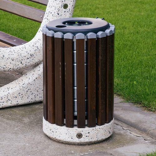 Park-Abfallbehälter - 43 - Encho Enchev - ETE - freistehend / galvanisiertem Stahl / pulverbeschichteter Stahl