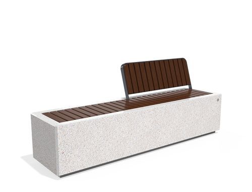 Betonbank für den öffentlichen Raum - 268-C - Encho Enchev - ETE - Holz / aus recyceltem Holz / Edelstahl
