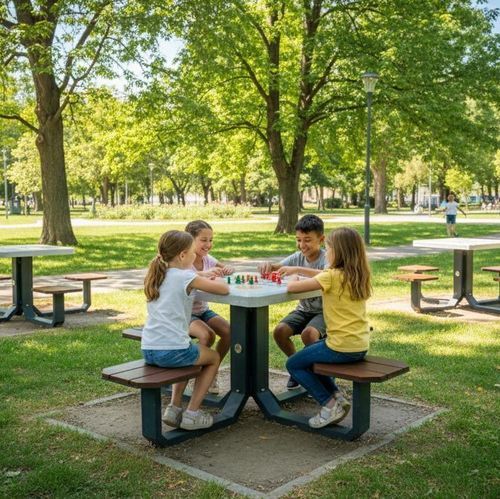 Spieltisch für Kinder / für Außenbereich - 420 - Encho Enchev - ETE - modern / für öffentliche Bereiche / Stahl
