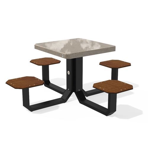 Moderner Picknicktisch - MODEL 425 - Encho Enchev - ETE - Stahlbeton / Gestell aus rostfreiem Edelstahl / quadratisch
