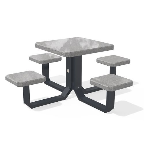 Moderner Picknicktisch - MODEL 424 - Encho Enchev - ETE - Stahlbeton / Gestell aus rostfreiem Edelstahl / quadratisch