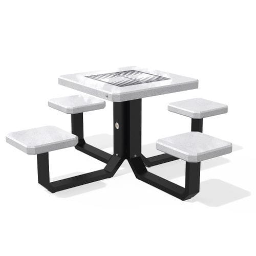 Moderner Picknicktisch - MODEL 426 - Encho Enchev - ETE - Stahlbeton / Gestell aus rostfreiem Edelstahl / quadratisch