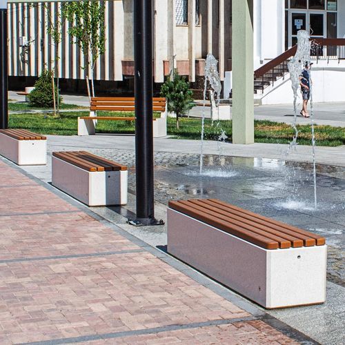 Moderne Bank für den öffentlichen Raum - 183 - Encho Enchev - ETE - Iroko / Bambus / Hochleistungsbeton