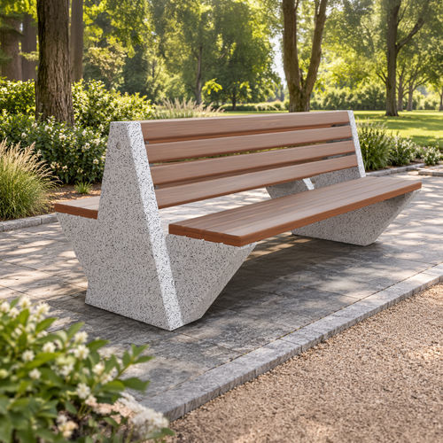 Moderne Gartenbank - 357 - Encho Enchev - ETE - Hochleistungsbeton / Massivholz / Iroko