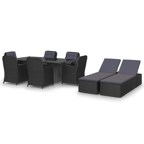 Moderne Tisch- und Stuhlkombination - vidaXL 9-tlg : 3059481 - desayo - für Garten / pulverbeschichteter Stahl / Glas