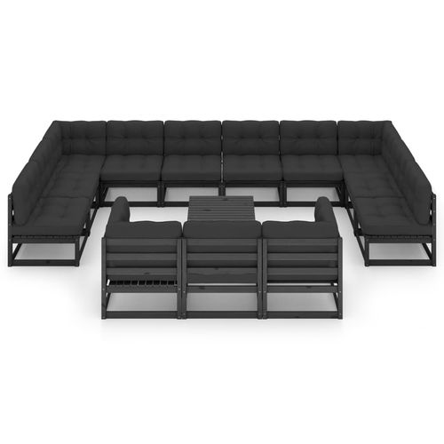 Modernes Lounge-Gartenmöbel - vidaXL 14-tlg : 3077293 - desayo - Kiefer / Massivholz / Stoff