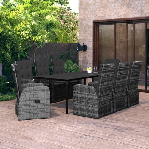 Moderne Tisch- und Stuhlkombination - vidaXL 9-tlg : 3099498 - desayo - für Garten / für Terrasse / pulverbeschichteter Stahl