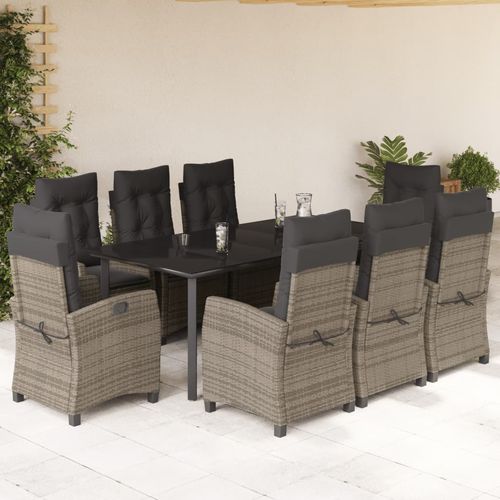 Moderne Tisch- und Stuhlkombination - vidaXL 9-tlg : 3212800 - desayo - für Garten / für Terrasse / pulverbeschichteter Stahl