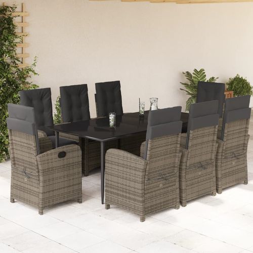 Moderne Tisch- und Stuhlkombination - vidaXL 9-tlg : 3212359 - desayo - für Garten / für Terrasse / pulverbeschichteter Stahl