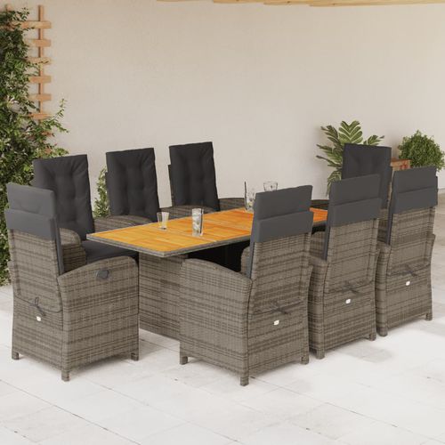 Moderne Tisch- und Stuhlkombination - vidaXL 9-tlg : 3212507 - desayo - für Garten / für Terrasse / Akazie