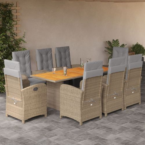 Moderne Tisch- und Stuhlkombination - vidaXL 9-tlg : 3212511 - desayo - für Garten / für Terrasse / Stoff