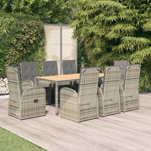 Moderne Tisch- und Stuhlkombination - vidaXL 9-tlg : 3157589 - desayo - für Garten / Stoff / Akazie