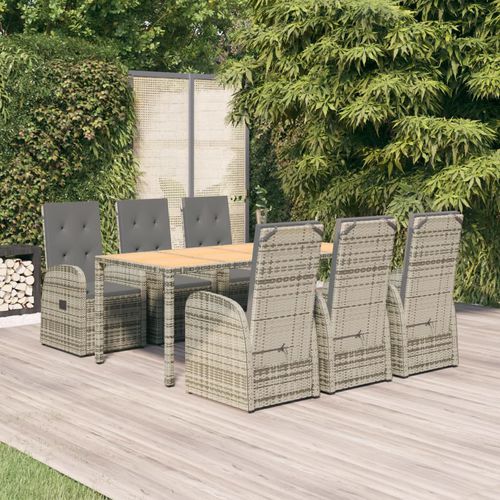 Moderne Tisch- und Stuhlkombination - vidaXL 7-tlg : 3157588 - desayo - für Garten / Stoff / Akazie