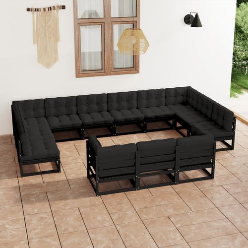 Modernes Lounge-Gartenmöbel - vidaXL 13-tlg : 3077288 - desayo - Kiefer / Massivholz / Stoff