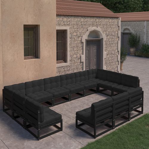 Modernes Lounge-Gartenmöbel - vidaXL 13-tlg : 3077248 - desayo - Kiefer / Massivholz / Stoff
