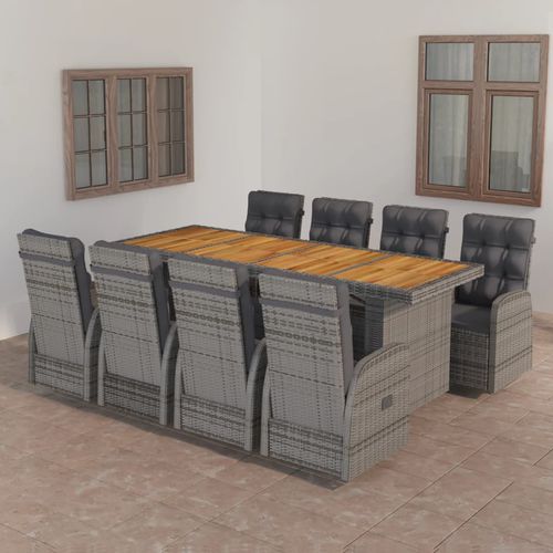 Moderne Tisch- und Stuhlkombination - vidaXL 9-tlg : 3059341 - desayo - für Garten / Stoff / Akazie