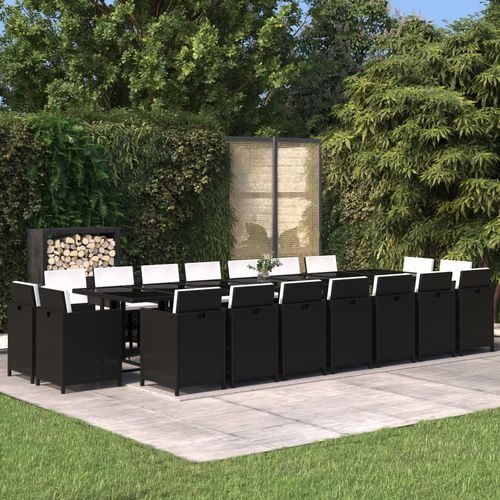 Moderne Tisch- und Stuhlkombination - vidaXL 19-tlg : 3095640 - desayo - für Garten / pulverbeschichteter Stahl / aus lackiertem Stahl