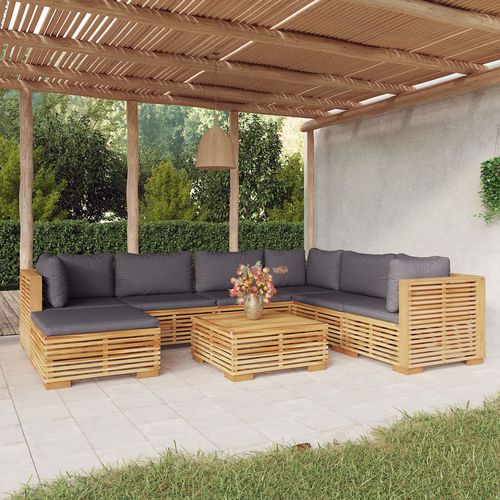 Modernes Lounge-Gartenmöbel - vidaXL 8-tlg : 3100880 - desayo - Teakholz / Stoff / für Privatgebrauch