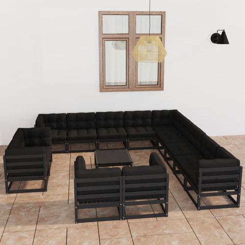 Modernes Lounge-Gartenmöbel - vidaXL 14-tlg : 3077023 - desayo - Kiefer / Massivholz / Stoff