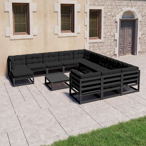 Modernes Lounge-Gartenmöbel - vidaXL 13-tlg : 3077113 - desayo - Kiefer / Massivholz / Stoff