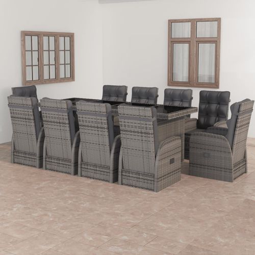 Moderne Tisch- und Stuhlkombination - vidaXL 11-tlg : 3059348 - desayo - für Garten / Stoff / pulverbeschichteter Stahl