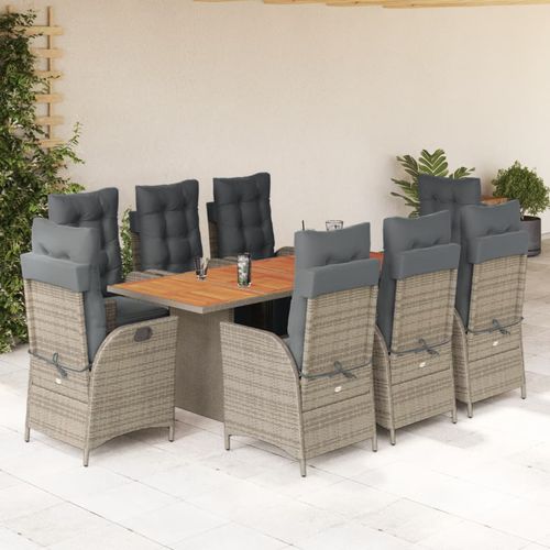 Moderne Tisch- und Stuhlkombination - vidaXL 9-tlg : 3213371 - desayo - für Garten / für Terrasse / Akazie