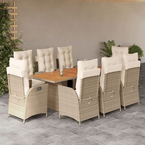 Moderne Tisch- und Stuhlkombination - vidaXL 9-tlg : 3213373 - desayo - für Garten / für Terrasse / Akazie