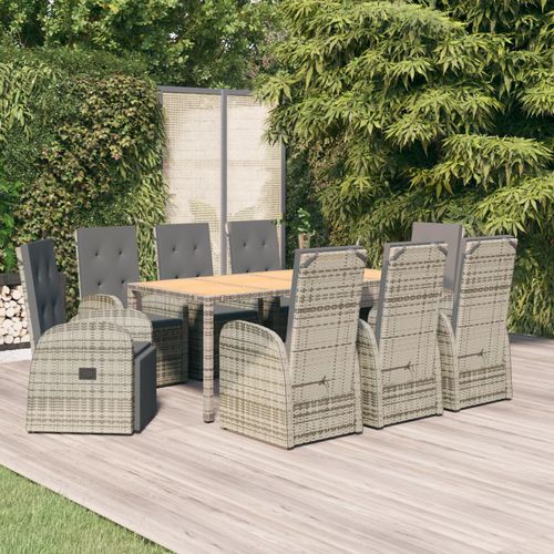 Moderne Tisch- und Stuhlkombination - vidaXL 9-tlg : 3157590 - desayo - für Garten / Stoff / Akazie