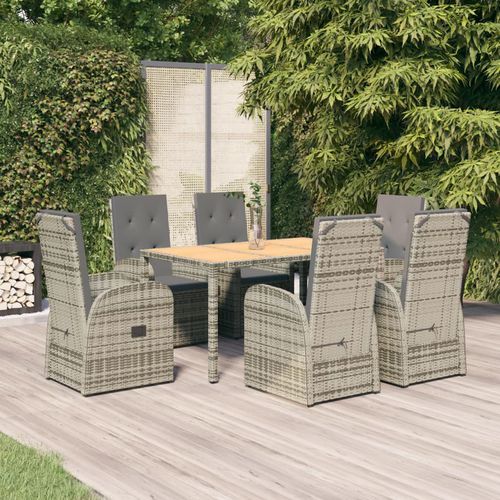 Moderne Tisch- und Stuhlkombination - vidaXL 7-tlg : 3157586 - desayo - für Garten / Akazie / Massivholz