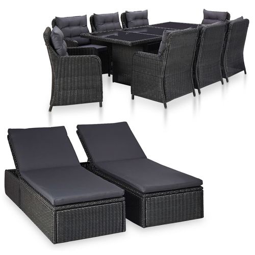 Moderne Tisch- und Stuhlkombination - vidaXL 11-tlg : 3057811 - desayo - für Garten / für Terrasse / pulverbeschichteter Stahl