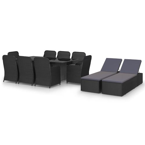 Moderne Tisch- und Stuhlkombination - vidaXL 11-tlg : 3059480 - desayo - für Garten / für Terrasse / Stoff